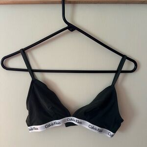 Calvin Klein Dark Green Bra with Signature Elastic Band